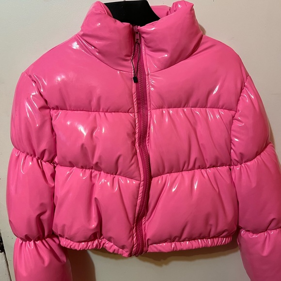 Pink cropped bubble puff coat - Picture 3 of 3